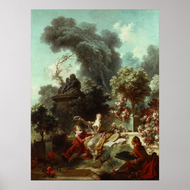 Póster Progreso del amor (Panel superior) - Fragonard (Frente)