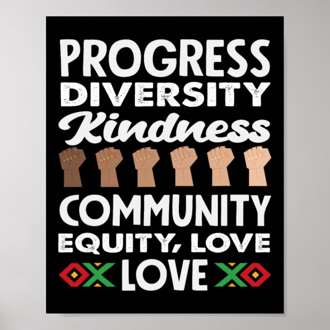 Póster Progreso Diversidad Amabilidad Amor Mes de la Hist (Frente)