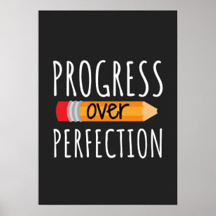 Póster Progreso Motivacional Sobre la Perfección