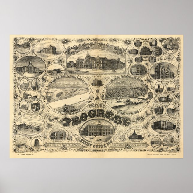 Póster Progress of St Louis - 1884 (Vogel) BigMapBlog.com (Frente)