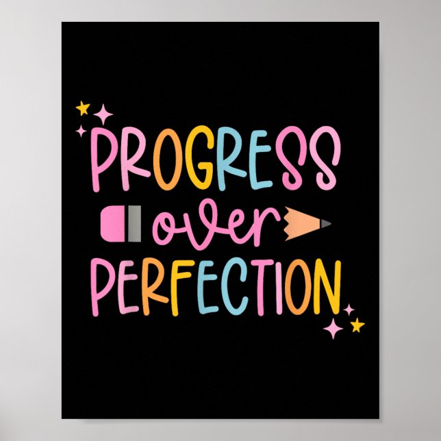 Póster Progress Over Perfection Motivational Back To Scho (Frente)