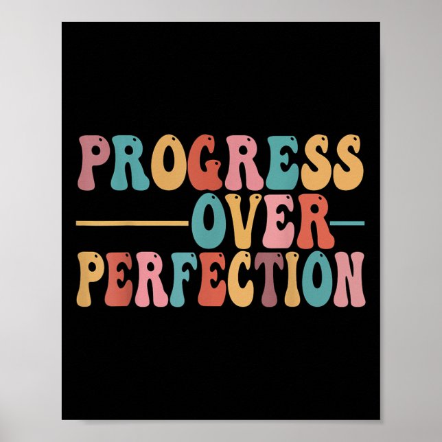 Póster Progress Over Perfection Motivational Teacher For  (Frente)
