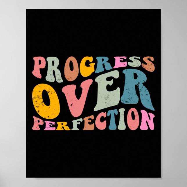 Póster Progress Over Perfection Motivational Teacher Long (Frente)