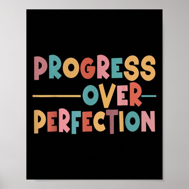 Póster Progress Over Perfection Motivational Teacher Men  (Frente)