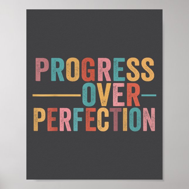 Póster Progress Over Perfection Motivational Teacher Retr (Frente)