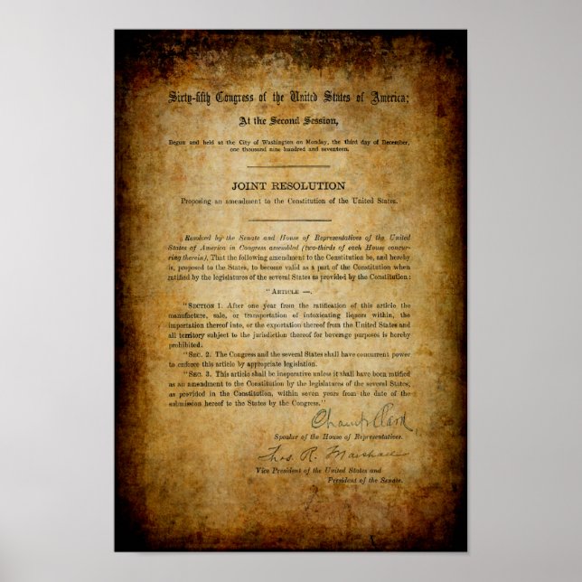 PÓSTER PROHIBICIÓN 18ª ENMIENDA (Frente)