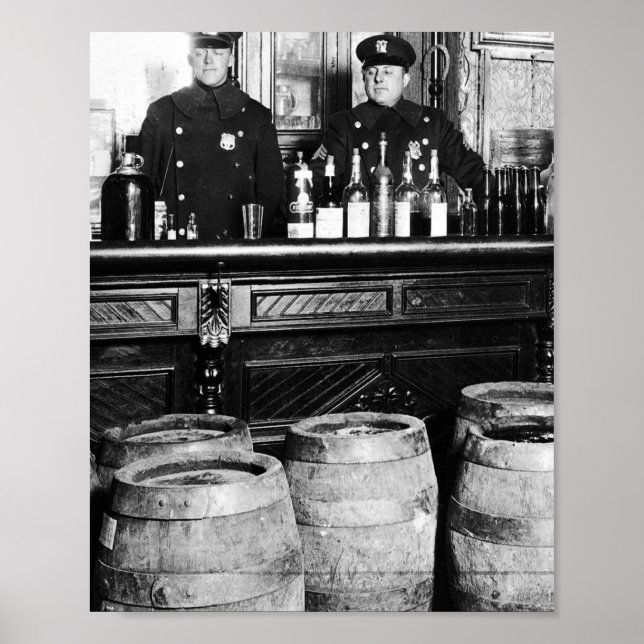 Póster Prohibición - policía de Speak easy Raid Bootlegge (Frente)