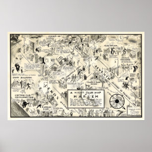 PÓSTER PROHIBITION HARLEM NIGHTLIFE MAP 1926