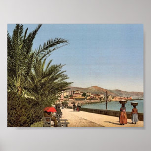 Póster "promenade" de la costa, San Remo, Riviera pH