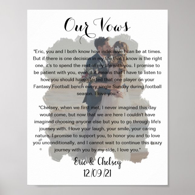 Póster promesa de foto de boda efecto desvanecido (Frente)