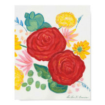 Promesa Rosa Elegante Poster Floral de acuarela