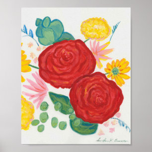 Póster Promesa Rosa Elegante Poster Floral de acuarela