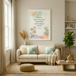 Póster Promesas de Dios en la Biblia con acuarela neutra