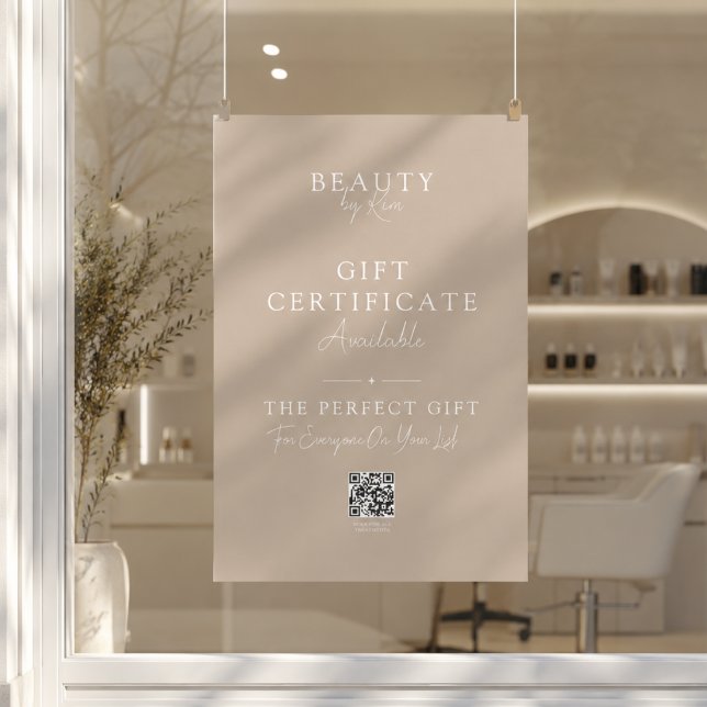 Póster promocional de certificado de regalo de sal (Salon Gift Certificate Promo Poster with QR Code)