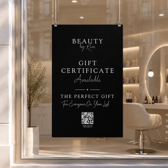 Póster promocional de certificado de regalo de sal (Salon Gift Certificate Promo Poster with QR Code)