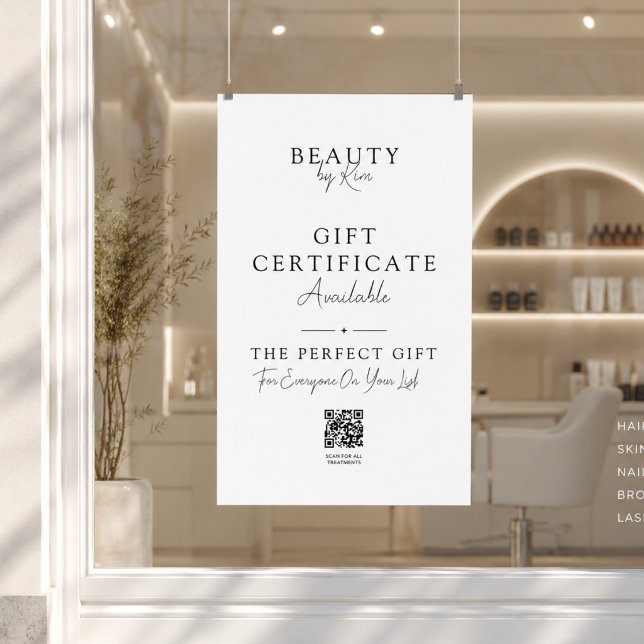 Póster promocional de certificado de regalo de sal (Salon Gift Certificate Promo Poster with QR Code)
