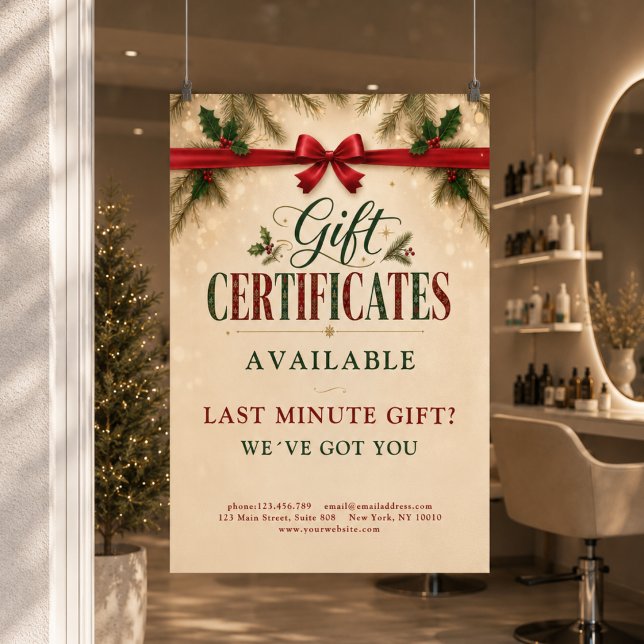 Póster promocional de certificado de regalo de Sal (Christmas Salon Gift Certificate Promo Poster)