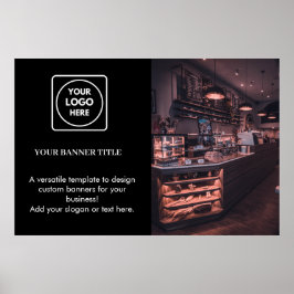 Póster promocional negro | Logotipo empresarial pe