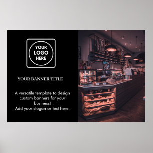 Póster promocional negro Logotipo empresarial pe