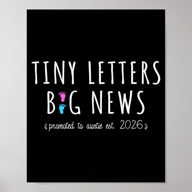 Póster Promoted To Auntie 2026 Baby Announcement First Ti (Frente)