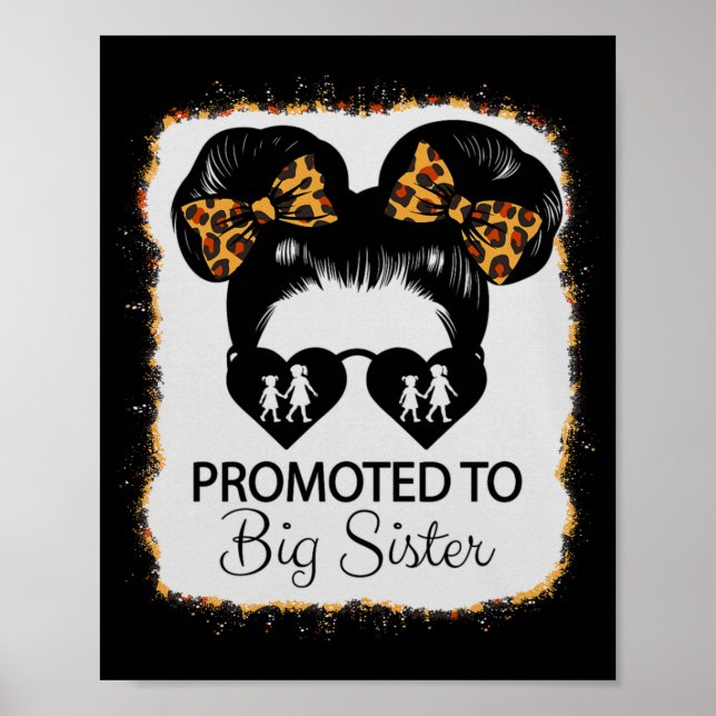 Póster Promoted To Big Sister Leopard Girl Baby Announcem (Frente)