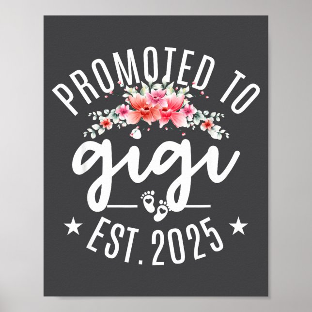 Póster Promoted To Gigi 2025 Flower First Time New Grandm (Frente)