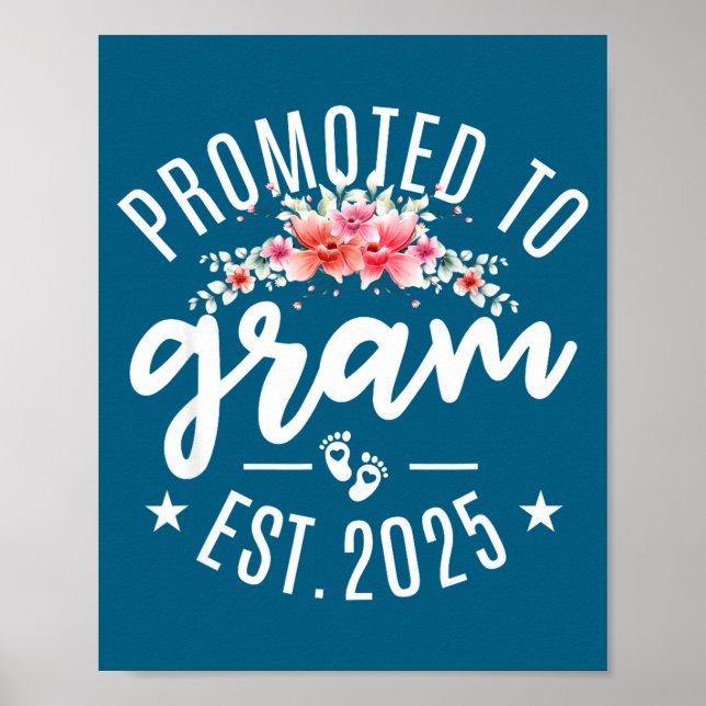 Póster Promoted To Gram 2025 Flower First Time New Grandm (Frente)