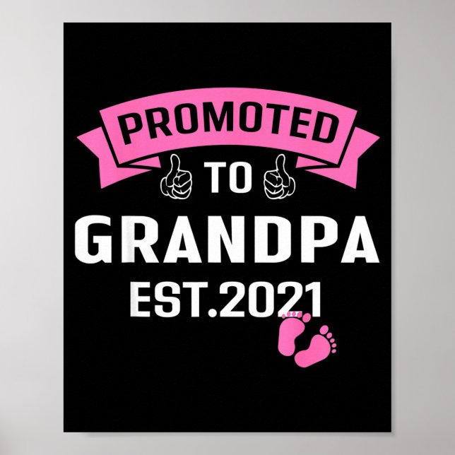 Póster Promoted To Grandpa Est 2021 Funny New Grandfather (Frente)