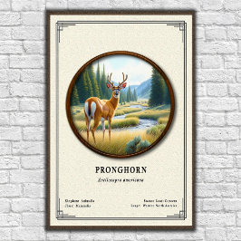 Póster Pronghorn (American Antelope) Zoology Series