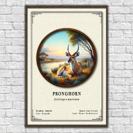 Póster Pronghorn (American Antelope) Zoology Series