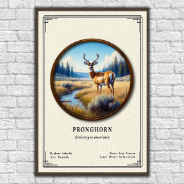 Póster Pronghorn (American Antelope) Zoology Series