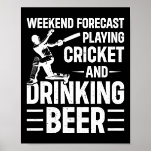 Póster Pronóstico de fin de semana jugando cricket y bebi