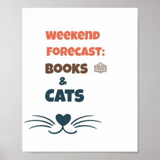 Póster Pronóstico de fin de semana Libros y Gatos