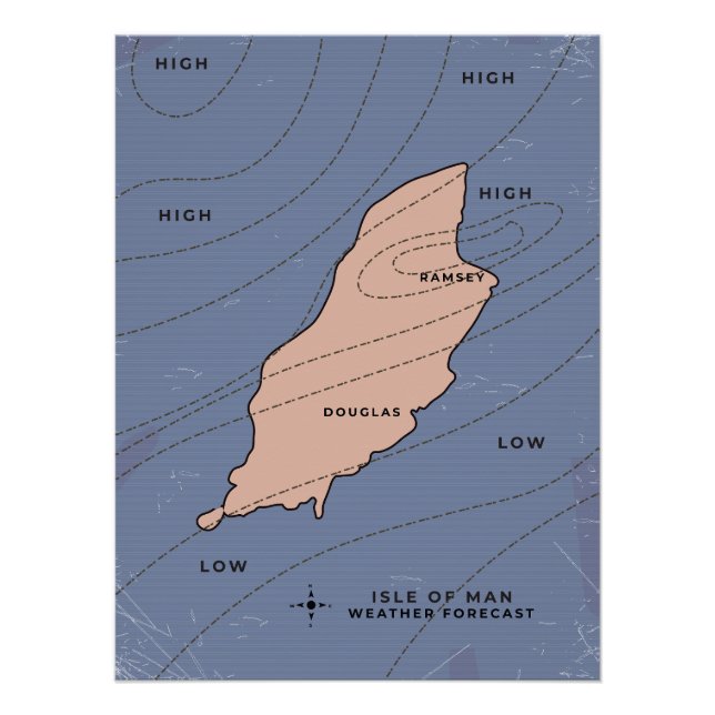 Póster Pronóstico del tiempo de la Isla de Man (Anverso)