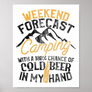 Póster Pronóstico divertido de fin de semana de camping 1