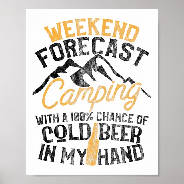 Póster Pronóstico divertido de fin de semana de camping 1 (Frente)