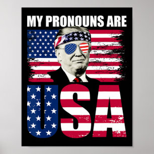 Póster Pronouns Are Usa Donald Trump Patriótico 4 De Jul