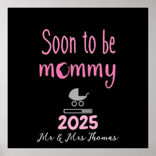 Póster Pronto será mamá cargando camiseta divertida 2025
