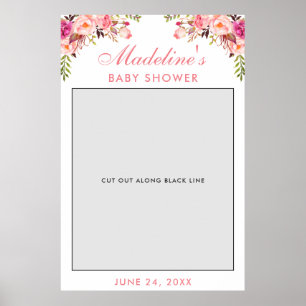 Póster Prop de cabina de fotos para baby shower Floral