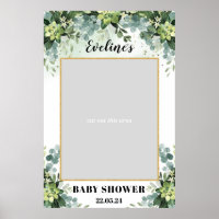 Prop de foto de baby shower boho con suculentas ve