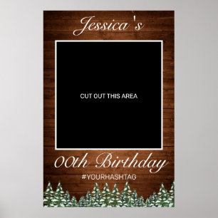 Póster Prop de foto de cumpleaños de bosque y madera neva