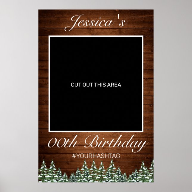 Póster Prop de foto de cumpleaños de bosque y madera neva (Frente)