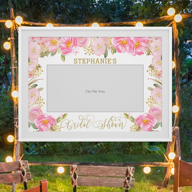Póster Prop de Foto de Fiesta de Despedida de Soltera de  (Bridal Shower photo prop with option to download, from my Pink and Gold Watercolor collection)