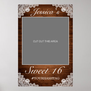 Póster Prop de Foto para Dulces 16 de Madera Rústica y En