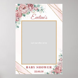 Póster Prop de fotografía para baby shower con rosas colo