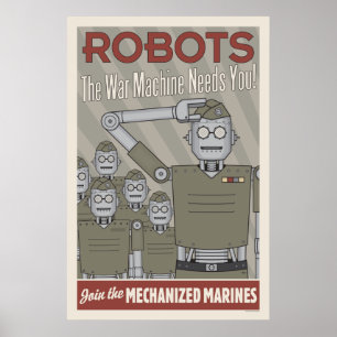 Póster Propaganda de los militares del robot del estilo