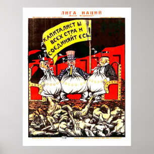 Póster Propaganda soviética contra el capitalismo, vintag