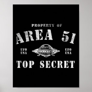Póster Propiedad de Área 51 Alto Secreto Ufo Alien