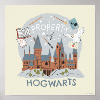 Póster Propiedad de Hogwarts Gráfico de Dibujos Animados