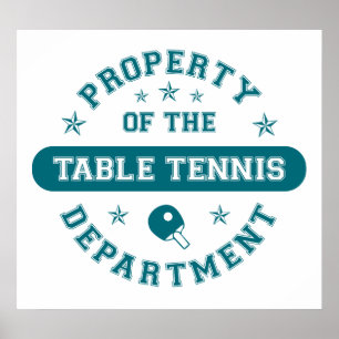 Póster Propiedad del departamento de los tenis de mesa